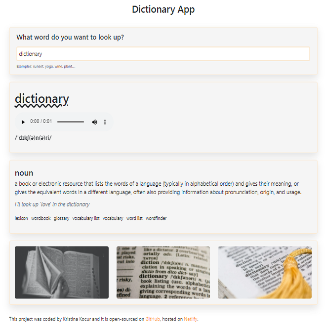 Dictionary project preview